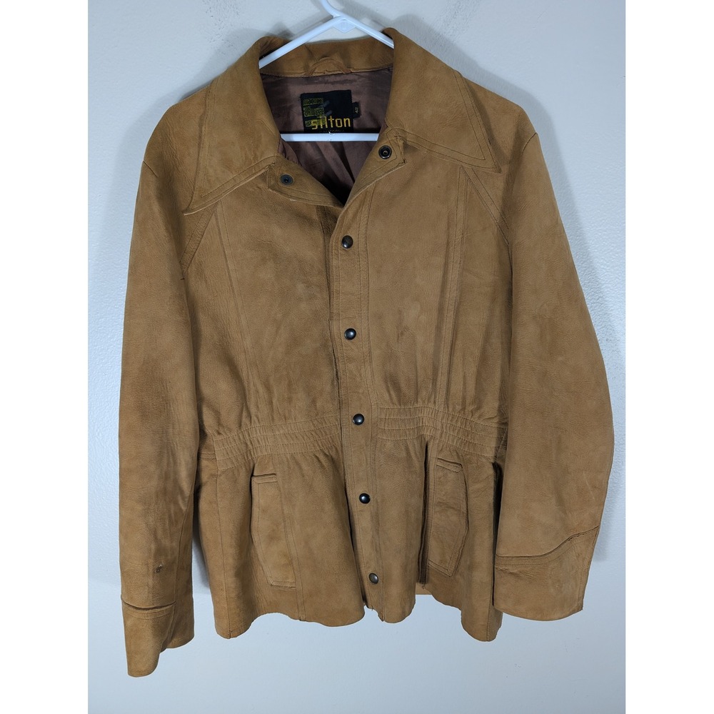 Vintage Silton California Men's Size 42 Tan Suede Leather Jacket Western 70s C
